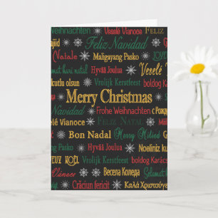 Frohe Weihnachtsgrüße in verschiedenen Sprachen    Karte