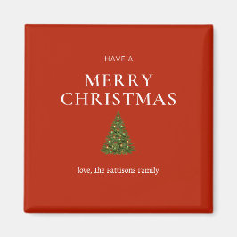 Frohe Weihnachtsgrüße mit Baum auf roten Sitten Magnet