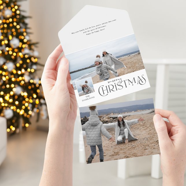 Frohe Weihnachtsgrüße mit Foto Beilage Silber All In One Einladung (Von Creator hochgeladen)