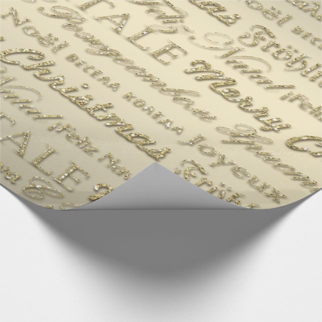 Frohe Weihnachtsgrüße Multi-Sprachen Gold Geschenkpapier (Ecke)