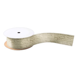 Frohe Weihnachtsgrüße Multi-Sprachen Gold Satinband