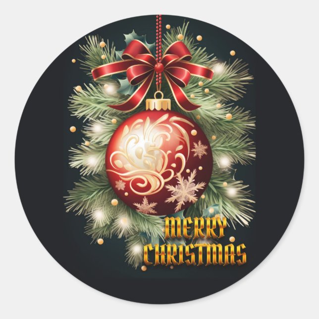 Frohe Weihnachtsgrüße Runder Aufkleber (Vorderseite)