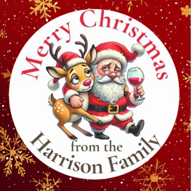 Frohe Weihnachtsgrüße Santa Etiketten (Spread joy this holiday season with Brett Designs' Merry Christmas Greetings Santa Labels)