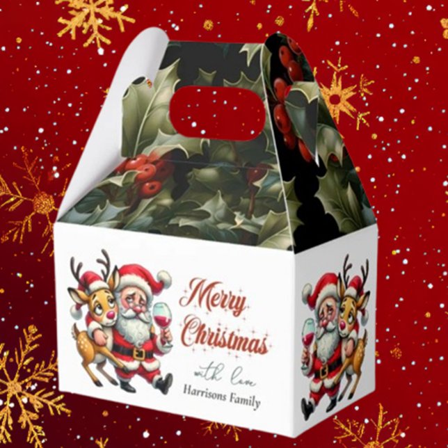 Frohe Weihnachtsgrüße Santa Geschenkschachtel (Spread joy this holiday season with Brett Designs' Merry Christmas Greetings Santa Favor Boxes. )