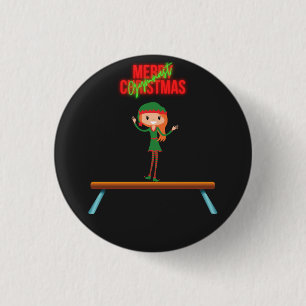 Frohe Weihnachtsgymnast Elf Button