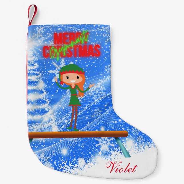 Frohe Weihnachtsgymnast Elf Kleiner Weihnachtsstrumpf (Vorderseite)