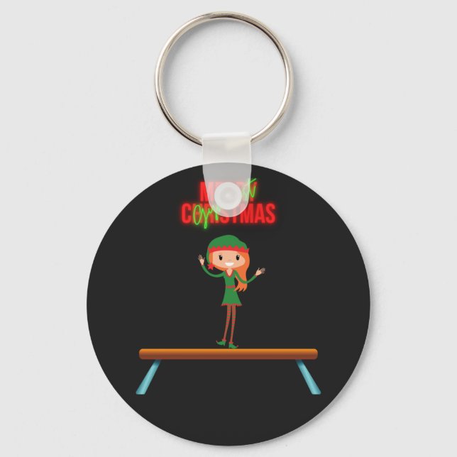 Frohe Weihnachtsgymnast Elf Schlüsselanhänger (Vorderseite)