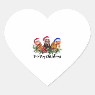Frohe Weihnachtshähnchen Herz-Aufkleber