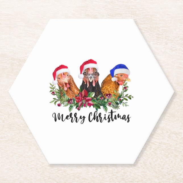 Frohe Weihnachtshähnchen Untersetzer (Vorderseite)