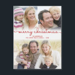 Frohe Weihnachtshandbriefe Frosty Foto Collage Magnetkarte<br><div class="desc">Modernes Skriptüberlagern für personalisierte Urlaubskarten,  die Grußkarten aus dem Foto sammeln.</div>