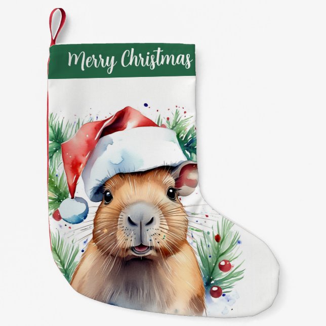 Frohe WeihnachtsHat festliche Capybara - Kleiner Weihnachtsstrumpf (Vorderseite)
