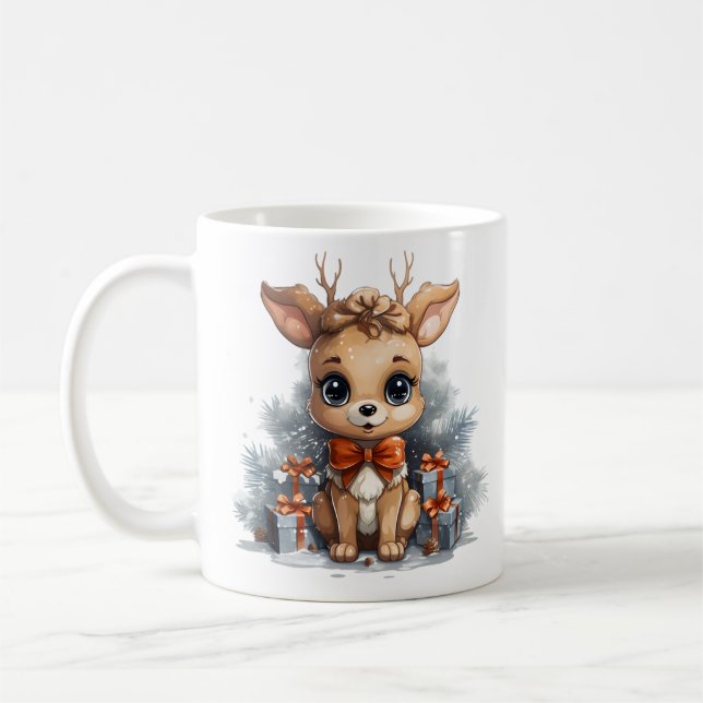 Frohe Weihnachtshirsche Kaffeetasse (Links)