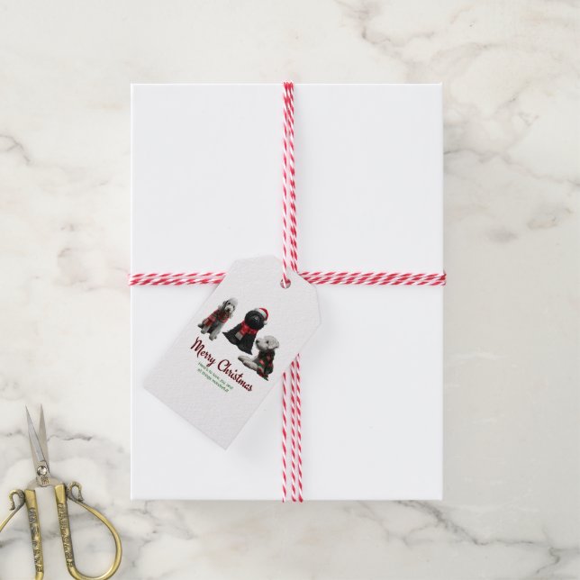 Frohe Weihnachtshunde Geschenkanhänger (Mit Garn)