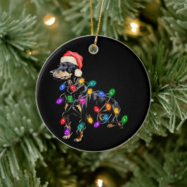 Frohe Weihnachtshunde in Lights geknallt Keramik Ornament