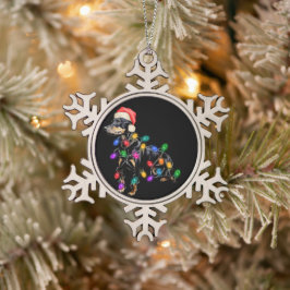 Frohe Weihnachtshunde in Lights geknallt Schneeflocken Zinn-Ornament