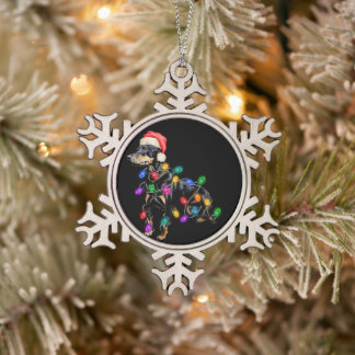 Frohe Weihnachtshunde in Lights geknallt Schneeflocken Zinn-Ornament