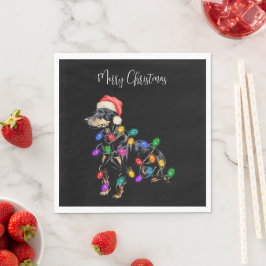 Frohe Weihnachtshunde in Lights geknallt Serviette