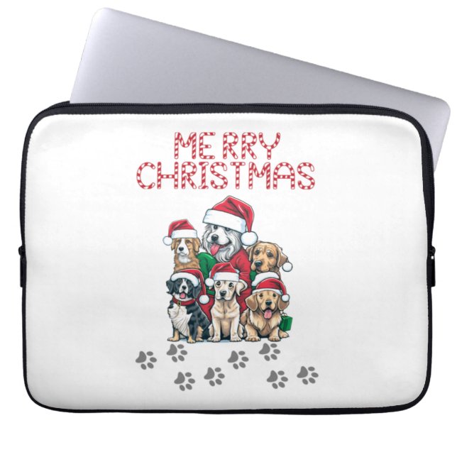 Frohe Weihnachtshunde Laptopschutzhülle (Vorderseite)