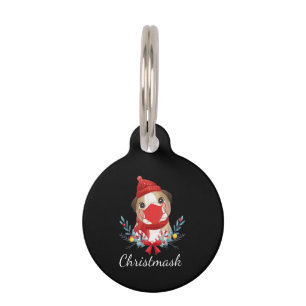 Frohe Weihnachtshunde Lover Bulldog Tragemaske Haustiermarke