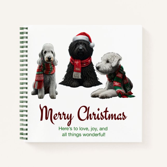 Frohe Weihnachtshunde Notizbuch (Vorderseite)
