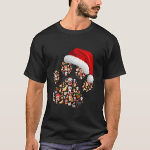 Frohe Weihnachtshunde Paws Lights Weihnachtsmannmü T-Shirt
