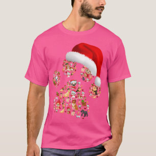 Frohe Weihnachtshunde Paws Lights Weihnachtsmannmü T-Shirt