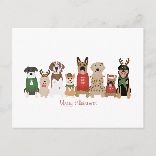 Frohe Weihnachtshunde Red Green Postkarte (Vorderseite)