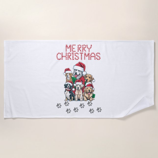 Frohe Weihnachtshunde Strandtuch (Vorderseite)