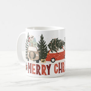 Frohe Weihnachtsjahrtausende Autos und Bäume Tasse
