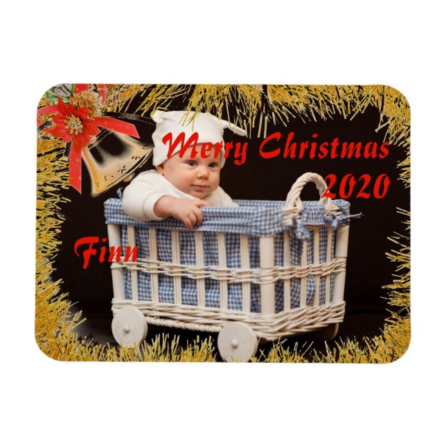 Frohe Weihnachtsjause Baby/ Kinderbenutzerdefinier Magnet (Horizontal)