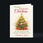 Frohe Weihnachtsjubiläumsjubiläum und Tochter im J Feiertagskarte<br><div class="desc">Eine wunderschöne Weihnachtskarte für Ihre Tochter und Tochter im Gesetz,  die aus einem wunderschönen,  dekorierten Weihnachtsbaum mit Bausteinen und Tinkel besteht,  der am Ende von verpackten Geschenken umgeben ist. Alle Texte können angepasst werden,  dann personalisieren Sie mit Namen und Insider-Nachricht</div>