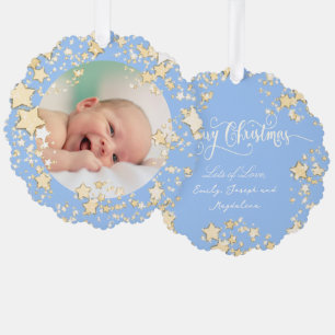 Frohe Weihnachtsjunge Ornament Karte
