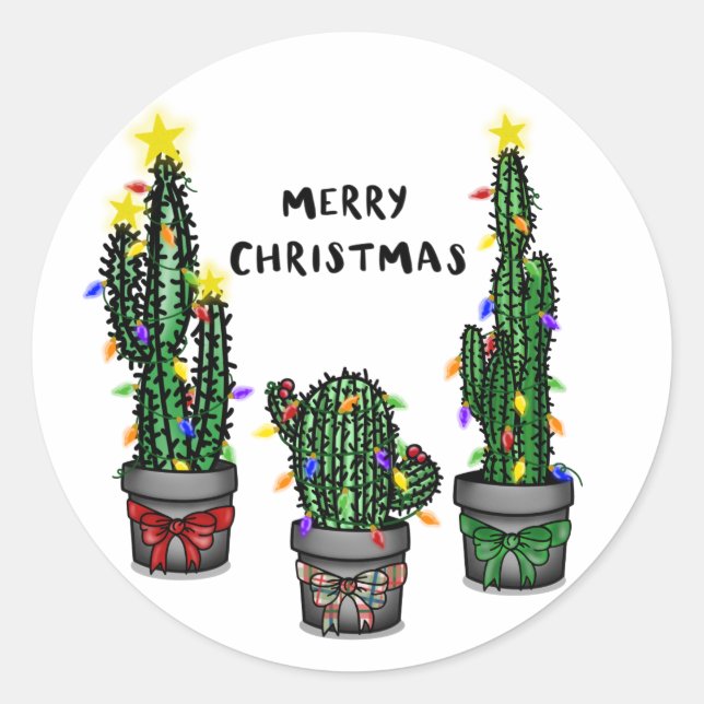 Frohe Weihnachtskaktus Sticker (Vorderseite)