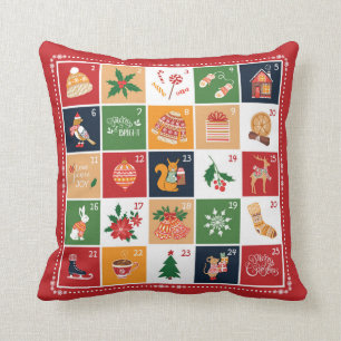 Frohe Weihnachtskalender Poinsettia Red Kissen
