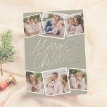Frohe Weihnachtskalligrafie Sage Green 6 Fotos Folien Feiertagskarte<br><div class="desc">Geben Sie Ihren Weihnachtskarten ein Glanzlicht mit Goldfolie, Silber oder Rose! Verbringen Sie Feiertagsmagazin mit dieser zauberhaften grünen Weihnachts-Foto-Folie! Die Vorderseite zeigt "Frohe Weihnachten" in echter Folie spielerisch handgeschriebene Kalligraphie, mit Ihrem Familiennamen und dem Jahr, in einem der Schnörkel stecken. Fügen Sie eine persönliche Touch mit sechs benutzerdefinierten Fotos hinzu...</div>