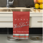 Frohe Weihnachtskalligrafie Script Niedlich Red Ka Geschirrtuch<br><div class="desc">Dieses Design verfügt über ein frohe Weihnachten,  rot und grün karierte Küchentücher,  perfekt für eine Hostess-Sake Geschenk,  ideal für Ferien Backen,  leicht zu erstellen,  Ihre eigenen,  mit silberner Kalligraphie,  Skripttypografie,  ein niedliches Xmas,  einfache minimalistische,  rustikale klassische Design</div>