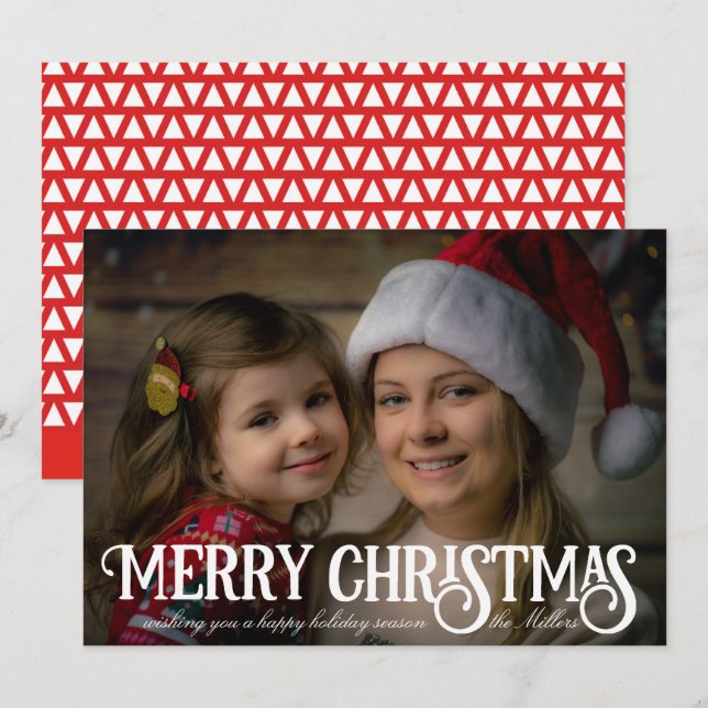 Frohe Weihnachtskalligrafie Weihnachtsfotokarte Einladung (Vorne/Hinten)