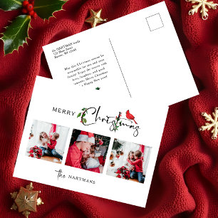 Frohe Weihnachtskalligraphie Botanical 3 Foto Feiertagspostkarte