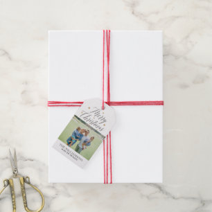 Frohe Weihnachtskalligraphie Family Foto Custom Geschenkanhänger