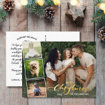 Frohe Weihnachtskalligraphie Foto Collage, Gold Folien Feiertagspostkarte<br><div class="desc">Mit dieser festlichen Postkarte mit "Frohe Weihnachten" in einem handgeschriebenen typografischen Schriftart in Goldfolie - zusammen mit 4 Ihrer Lieblings-Fotos - senden Sie besondere Urlaubswünsche aus. Fügen Sie einfach Ihren eigenen typisierten Urlaub Gruß auf die Rückseite oder löschen Sie die Notiz, um Platz für eine handschriftliche Notiz verlassen. Fügen Sie...</div>