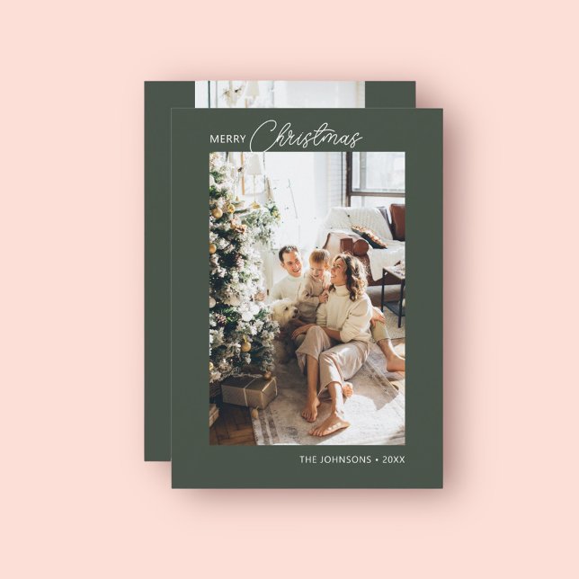 Frohe Weihnachtskalligraphie Foto Green Feiertagskarte (Von Creator hochgeladen)