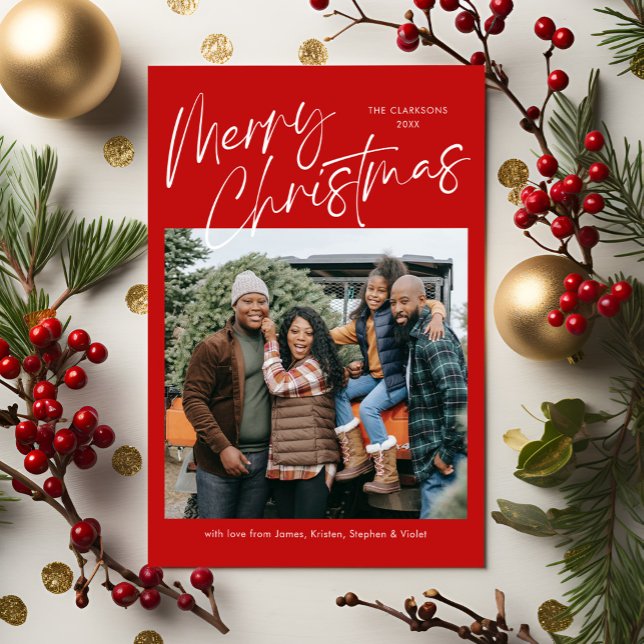 Frohe Weihnachtskalligraphie Foto Magnetkarte (Von Creator hochgeladen)