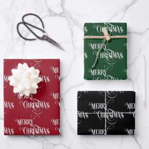 Frohe Weihnachtskalligraphie Geschenkpapier Set