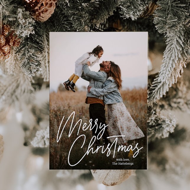 Frohe Weihnachtskalligraphie Lettering Foto Feiertagskarte (Von Creator hochgeladen)