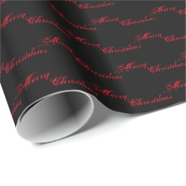 Frohe Weihnachtskalligraphie mit Rot und Schwarz Geschenkpapier