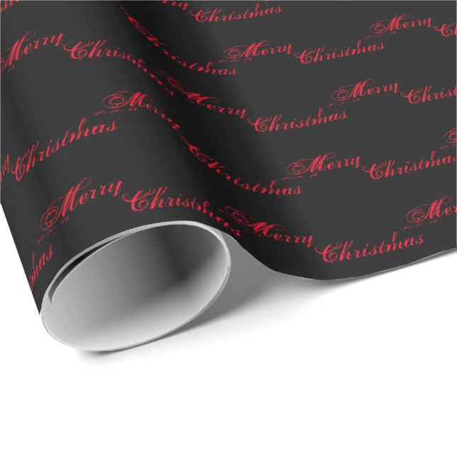 Frohe Weihnachtskalligraphie mit Rot und Schwarz Geschenkpapier (Rolleneckpunkt)
