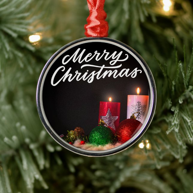 Frohe Weihnachtskandle Ornament Aus Metall (Baum)
