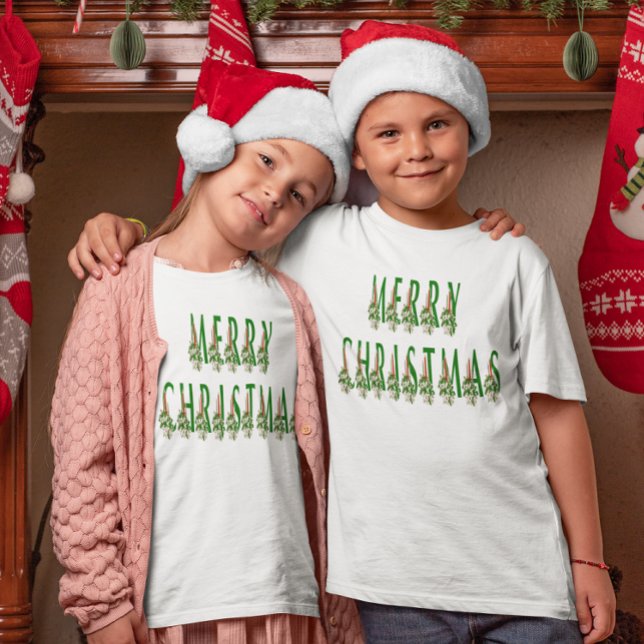 Frohe Weihnachtskandle Schriftart Girls & Boys T-Shirt (Merry Christmas Candle Font Girls & Boys T-Shirt)
