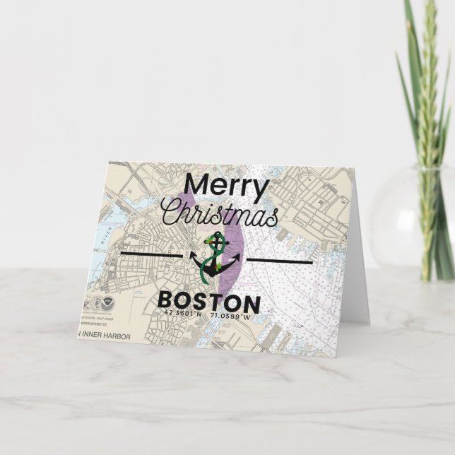 Frohe Weihnachtskarte - Boston Feiertagskarte (Vorderseite)