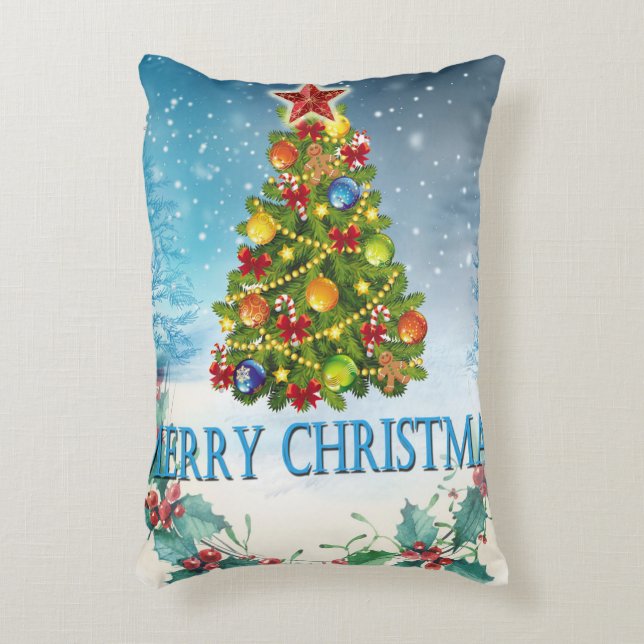 Frohe Weihnachtskarte Dekokissen (Vorderseite(Vertikal))